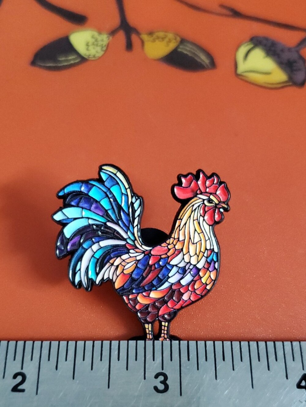 Colorful Rooster Bird Pin - Multicolor Accessory - Picture 3 of 5